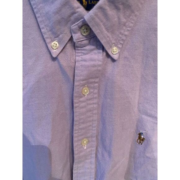 Ralph Lauren Mens Large Slim Stretch Oxford Long Sleeve Button Down Shirt Purple - Picture 3 of 8
